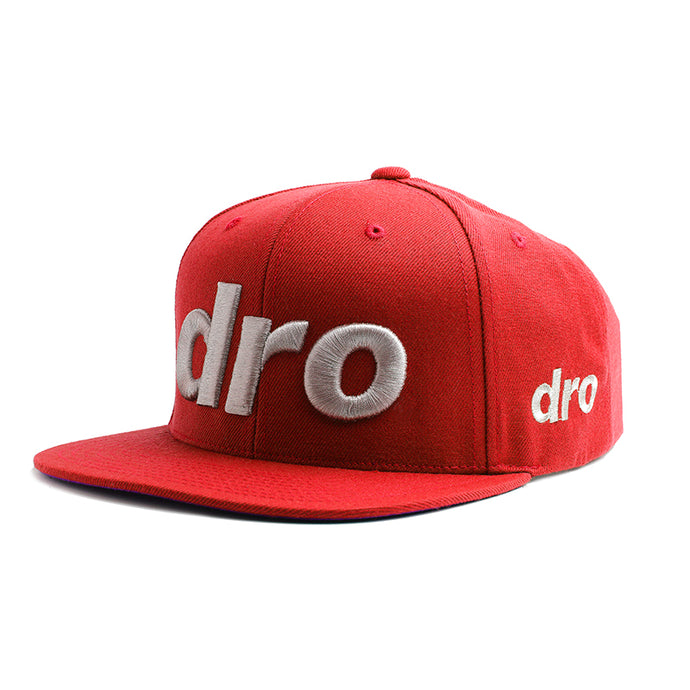 DRO Red Snapback White Logo