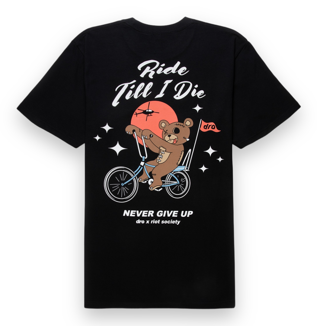 Dro X Riot Society Ride Till I Die Tee - Black Dro X Riot Society Ride Till I Die Tee - Black